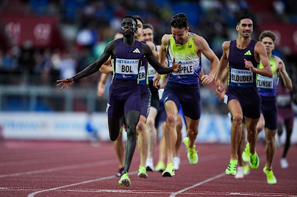 Peter Bol wins the 1000m during the 65th Ostrava Golden Spike.