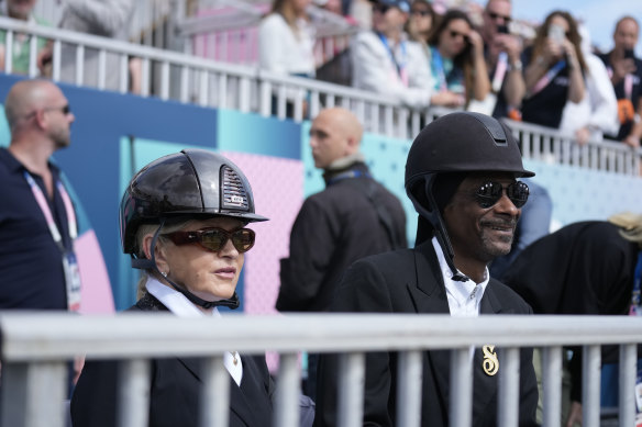 Martha Stewart and Snoop Dogg attend the equestrian at the 2024 Paris Olympic Games.