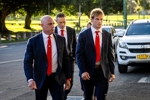 Ryan Couchman arrives for Tuesday night’s judiciary hearing. 