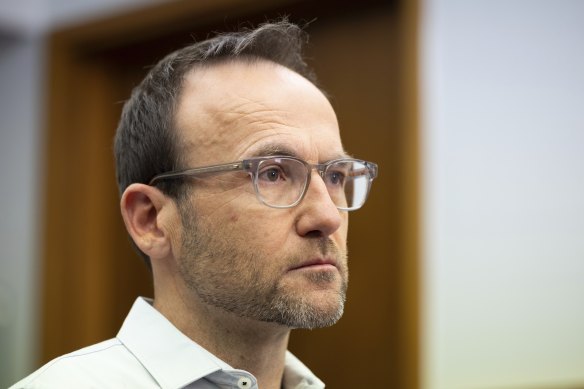 Greens leader Adam Bandt campaigns hard on the Voice but others in the party are silent. 