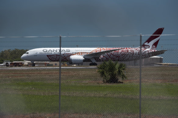 A Qantas plane in Darwin. 