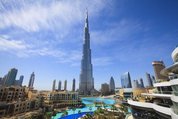 The iconic Burj Khalifa skyscraper in Dubai.