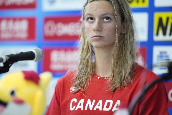 Summer McIntosh at the world swimming championships in Fukuoka.