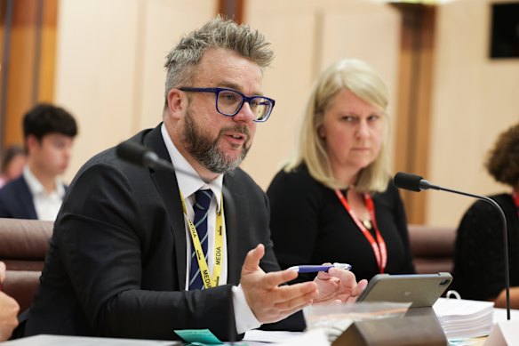Justin Stevens, the ABC’s director of news, during a Senate Estimates hearing in November last year.