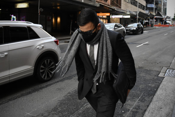 Andrew David leaves court during his trial. 