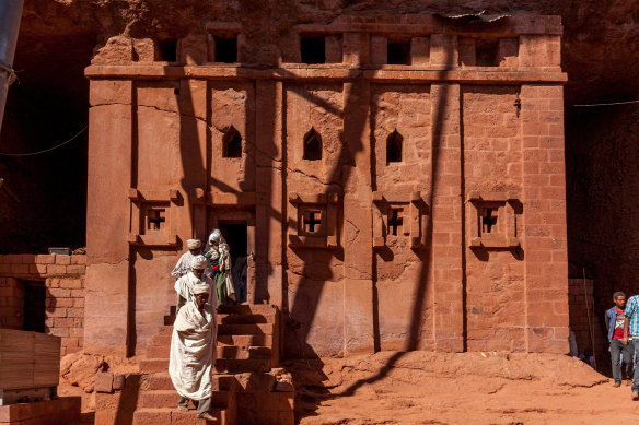 Christian Pilgrims At Bete Abba Libanos Church, Lalibela, a  holy site that is now under the control of Tigrayan forces. 