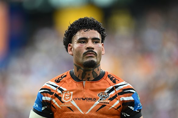 Injured: Wests Tigers centre Taylan May.