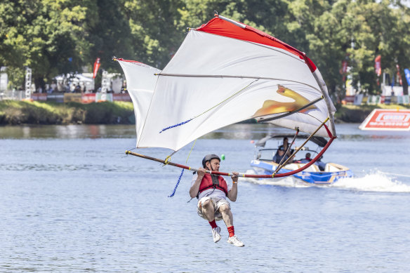 Andrew Goss during the Moomba Birdman rally.