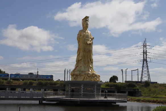 The statue of Mazu at the Heavenly Queen Temple in Footscray.