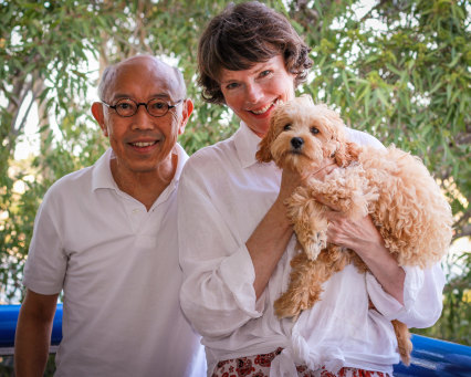 Stephen with his wife Theresa and beloved dog Rex.