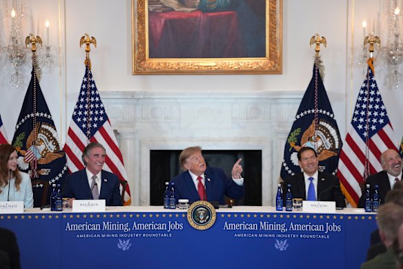 Resolution Copper president and general manager Vicky Peacey (far left) with US Interior Secretary Doug Burgum, Trump, Secretary of State Marco Rubio and Commerce Secretary Howard Lutnick.