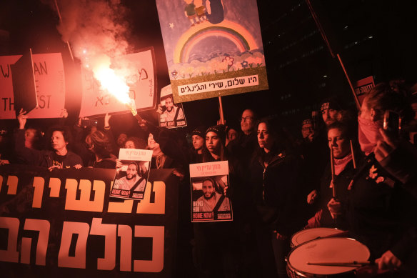 Demonstrators gather in Tel Aviv on Saturday to demand the immediate release of hostages.