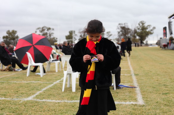 Uncle Lyall Munro's great grand-daughter Armani Munro at his state funeral in Moree.