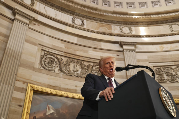 President Donald Trump during his address at his inauguration.