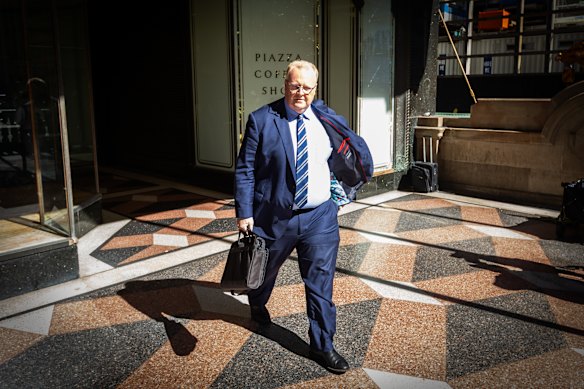 Jason Morrison outside the Downing Centre Local Court. The former 2GB host returned to the witness box on Tuesday.