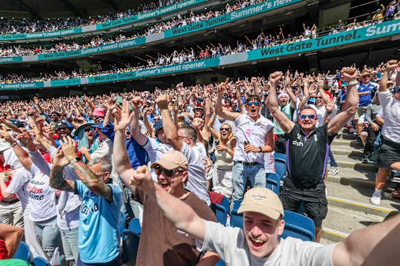England fans at the fourth Ashes Test at the MCG.