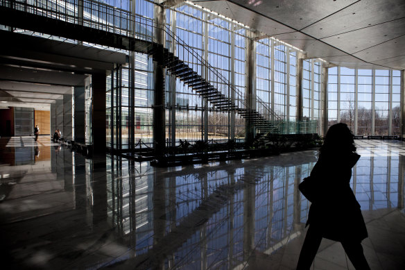 The lobby of Gannett headquarters in McLean, Virginia.