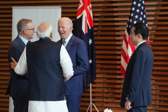 Quad leaders Anthony Albanese,  Narendra Modi, Joe Biden and Fumio Kishida in Tokyo earlier this year.