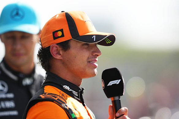 Lando Norris speaks after winning the Dutch Grand Prix.