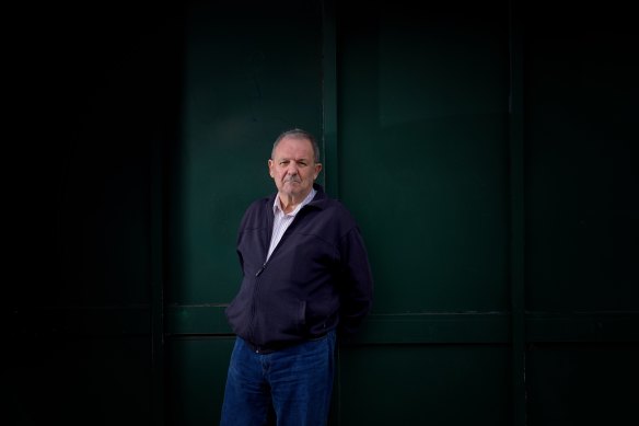 Swinging voter Mike Trickett at his home in Geelong. Mr Trickett says he will now vote for the Andrews government.