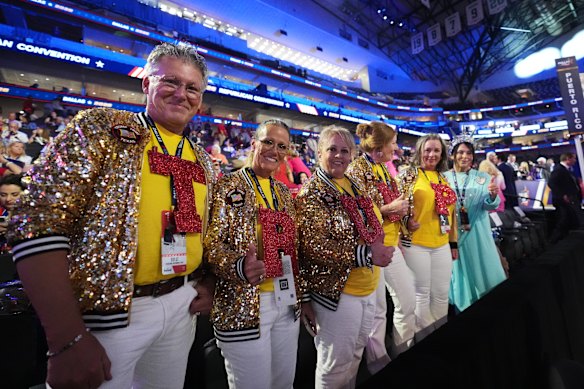 People arrive at the Republican convention in Dallas.