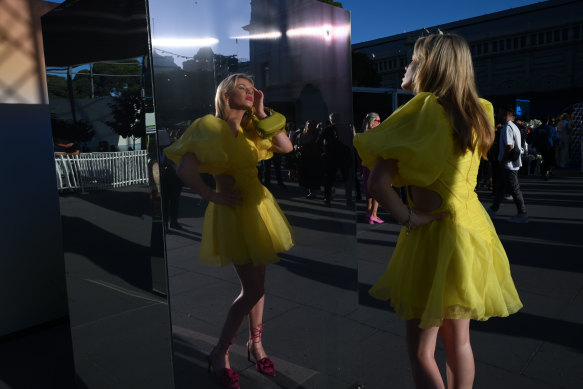 Fit check … Molly Hisgrove at the Melbourne Fashion Festival.