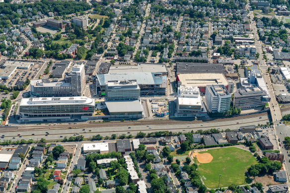 The life sciences building will rise on one the last sites left in the Boston Landing urban regeneration project.  