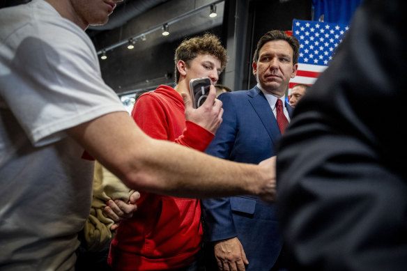 Florida Governor Ron DeSantis at a rally in Iowa before he pulled out of the race for president.