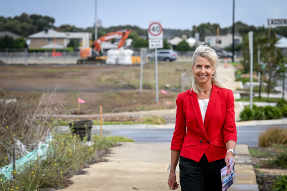 Liberal candidate for Corangamite Stephanie Asher at Armstrong Creek. 