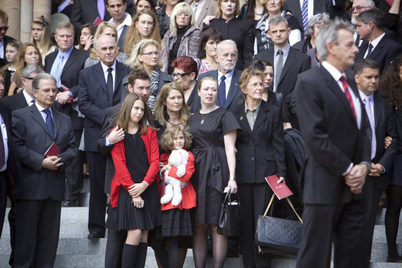 Amanda Talbot and family at Mr Talbot's funeral in Brisbane in 2010.