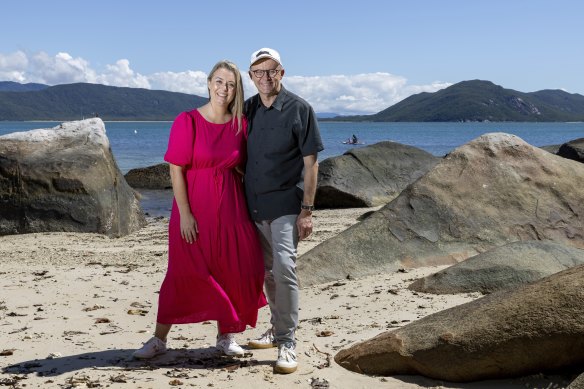 Anthony Albanese and his partner Jodie Haydon on Fitzroy Island in Queensland.