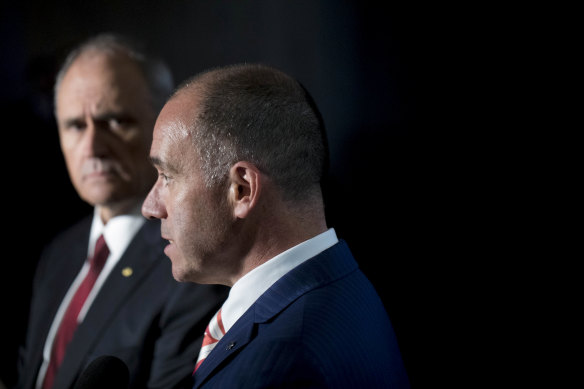 NAB chairman Ken Henry, left, and CEO Andrew Thorburn were early casualties of the banking royal commission.