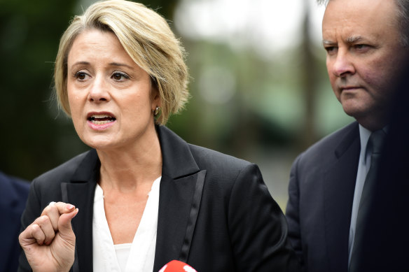 Labor's Home Affairs spokeswoman Kristina Keneally, with party leader Anthony Albanese.