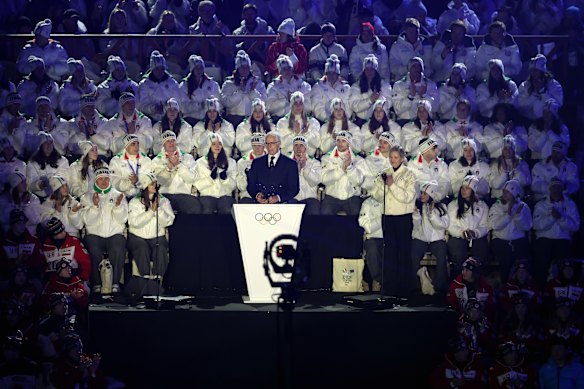Giovanni Malagò gives his speech.