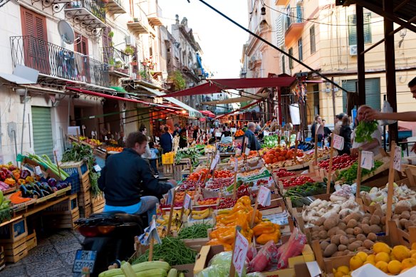 The Capo market in vibrant Palermo Sicily.