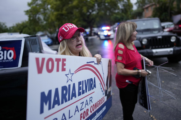 Republican before a rally with Senator Marco Rubio and other Florida Republican politicians and candidates competing in the US 2022 midterm elections in West Miami, Florida. 