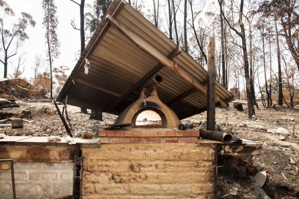 The couple saved a few pieces of valuable crockery and other belongings in their ceramic pizza oven, which wasn't destroyed.