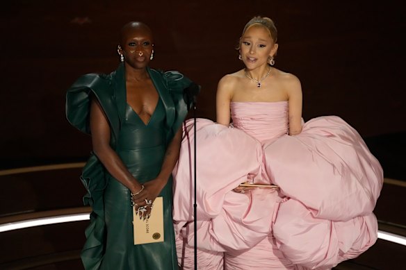 Universal Pictures’ Wicked: For Good Oscars campaign has been going for almost two years, kicking off with Erivo and Grande’s appearance at the 2024 ceremony. They dressed in green and pink, and presented the Best Original Song and Best Original Score awards.