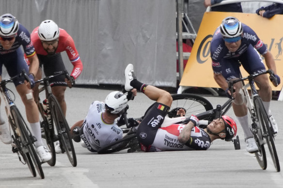 Crashes are inevitable at the Tour, especially in the first week when the peloton is fresh and nervous. 