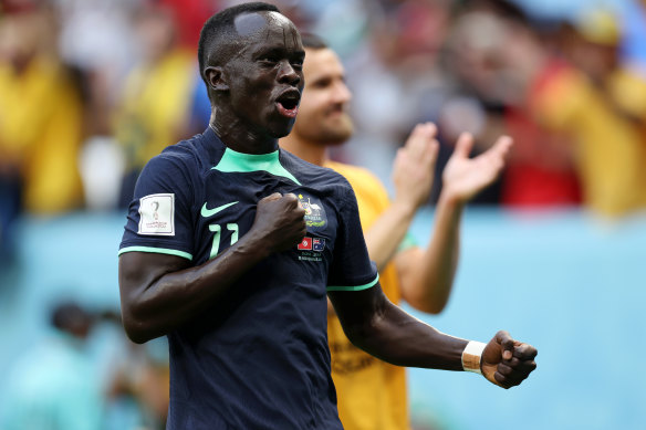 Awer Mabil was involved in Australia’s terrific World Cup campaign in Qatar.