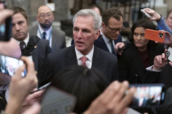 Republican Kevin McCarthy leaves the House of Representatives after a third day of failed attempts to select a speaker.