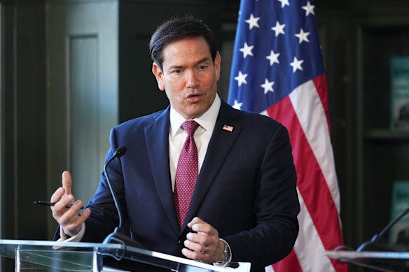 US Secretary of State Marco Rubio speaks during his visit to Iceland on Tuesday.