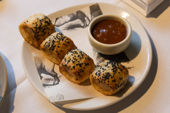 Homemade sausage rolls with spicy relish at Bellota.
