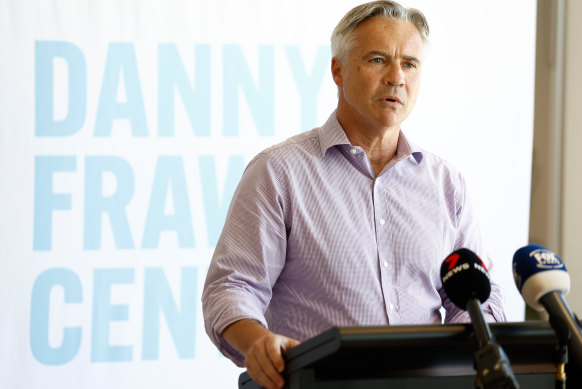 St Kilda chief executive Carl Dilena speaking at the Danny Frawley Centre earlier this year.