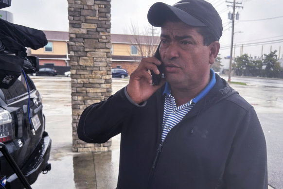 Carlos Suazo Sandoval speaks with a reporter on the phone about his younger brother, Maynor Yassir Suazo Sandoval, who was working on the bridge at the time of its collapse. 