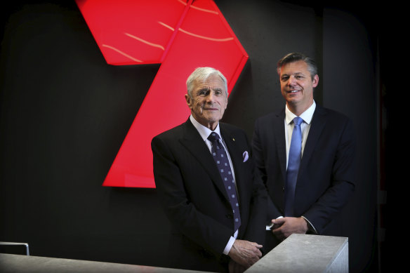 Seven West Media chairman Kerry Stokes and chief executive James Warburton.