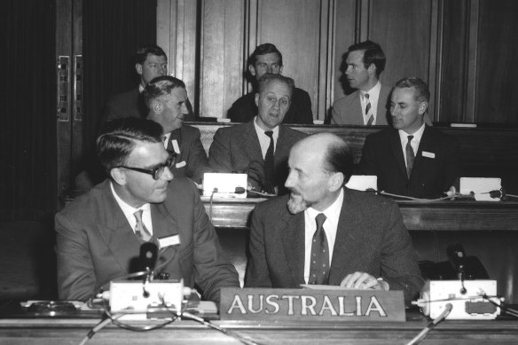 Opening day of the first consultative meeting of the Antarctic Treaty at Parliament House in Canberra, July 1961.  