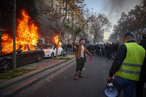 Protests in Paris against the proposed security law.