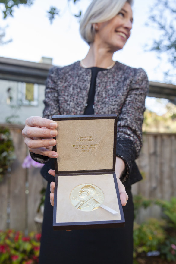 Doudna with her Nobel Prize medal.