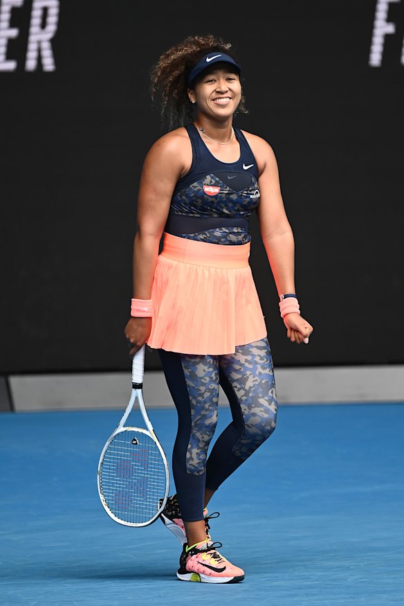 Naomi Osaka durante o Aberto da Austrália de 2021.